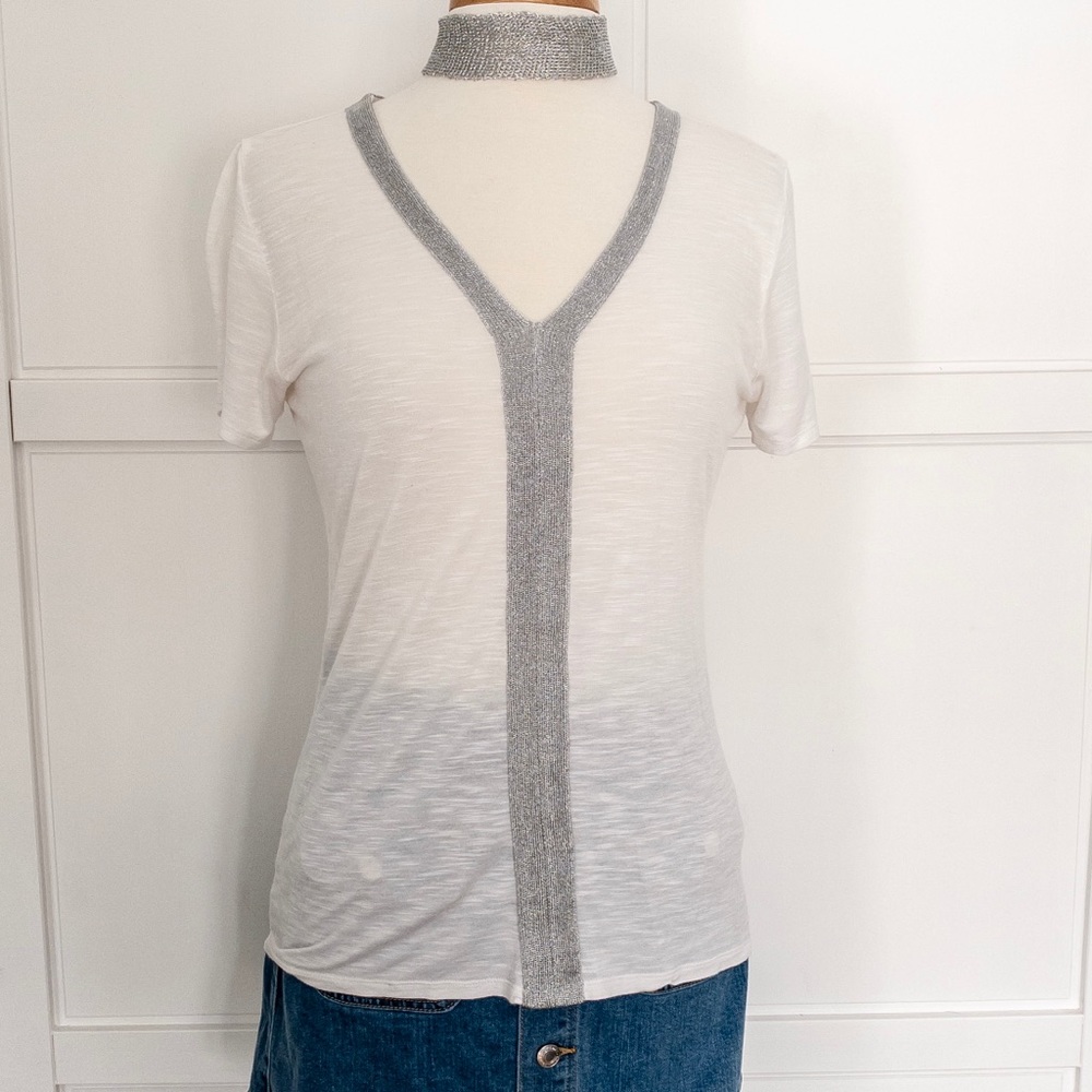 Calvin Klein Jeans - Silver Metallic Trim T-shirt